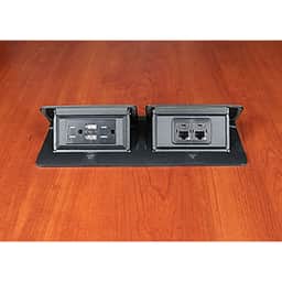 DEQUORUM FLIP UP,BLACK WITH 15A USB RECPT