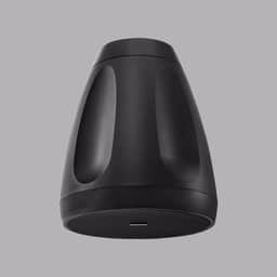 Pendant dual driver loudspeaker with LoZ and 70V transformer with selectable tap-outs. Black.