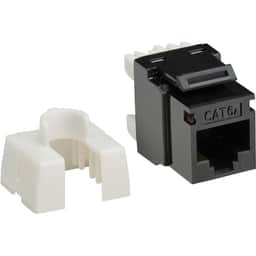 Cat6 Keystone Jacks, 10 Pack – 4PPoE Compliant, 110/Krone, 568A/B, RJ45 Ethernet, Black, TAA