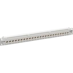 Cat6a Feed-Through Patch Panel 24-Port 4PPoE Compliant 1U RJ45 White TAA