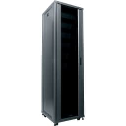 42U,24"D RK CONFIG W/SP,FRONT DR,RAP,(9)SHELVES,(9)PNLS