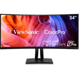 ViewSonic VP3456a 34" ColorPro 21:9 Curved UWQHD Monitor with 75Hz, FreeSync, 100W USB C