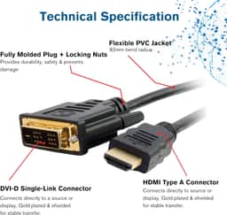 C2G 42516 Legrand DVI to HDMI Cable, DVI-D Male to HDMI Male, Black HDMI Adapter Cable, 2 Meter (6.56 Feet) Bi-Directional Adapter Cable