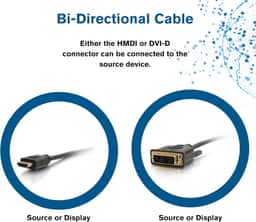C2G 42516 Legrand DVI to HDMI Cable, DVI-D Male to HDMI Male, Black HDMI Adapter Cable, 2 Meter (6.56 Feet) Bi-Directional Adapter Cable