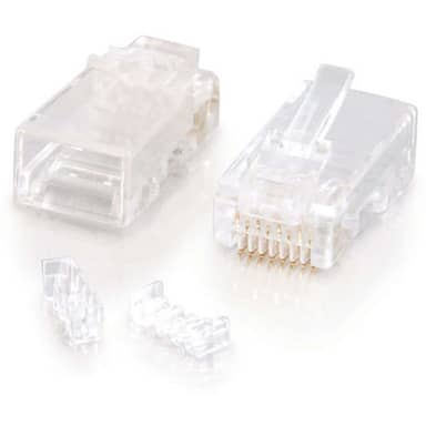 RJ45 CAT5E MOD plug rnd sld/strnd 100pk