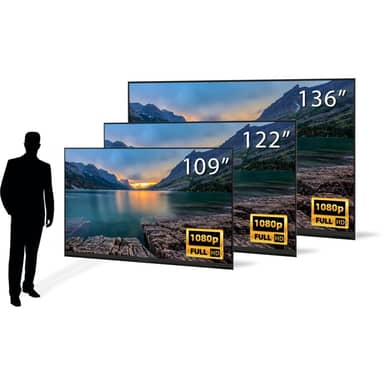 122in diagonal, FHD, 1.4mm pitch, 800 nit brightness, HDR,