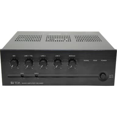 5-Input Mixer-amp, 480W @70V, Class D power, option module slot