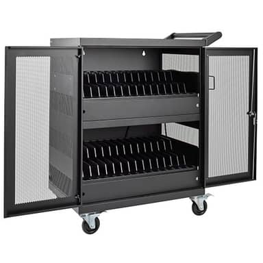 Multi-Device Charging Cart, 32 AC Outlets, Chromebooks and Laptops, Wall