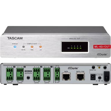 TASCAM ML-4D/OUT-E Line Output Dante Converter with Built-In DSP Mixer