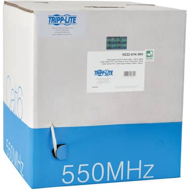 1000ft Cat6 Gigabit Bulk Cable Solid Core CMR PVC White 1000'