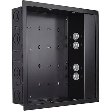 Chief PAC526FBP4 Large In-Wall Box With Surgex 2 Outlets, Black
