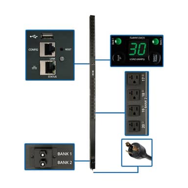 2.9kW Single-Phase Switched PDU - LX Interface, 120V Outlets - 10 FT
