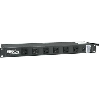1U Rack-Mount Power Strip, 120V, 20A, 5-20P, 12 Outlets (6 Front-Facing,
