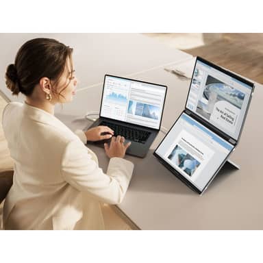 14" Dual Screen WUXGA Portable Monitor with USB-C and Protective Sleeve